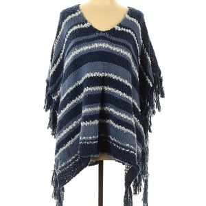 Free People NWOT Big Dipper Striped Poncho Blue OS